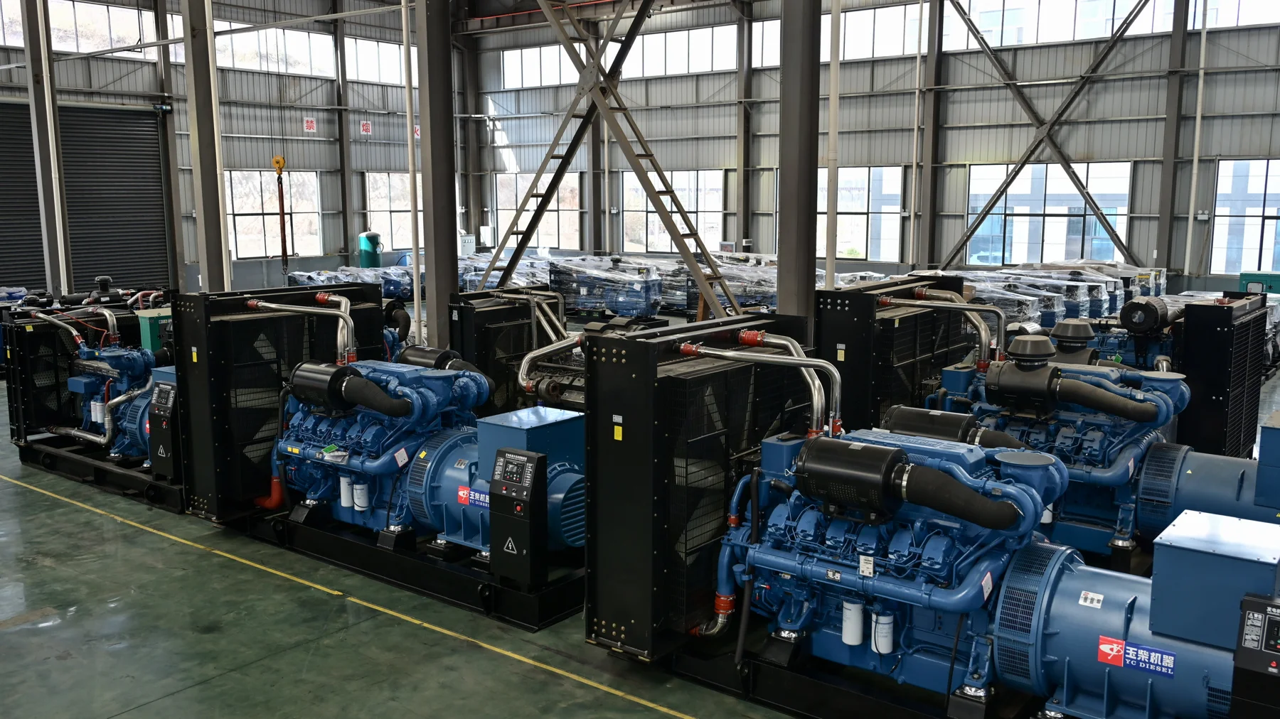Generator sets on the workshop floor