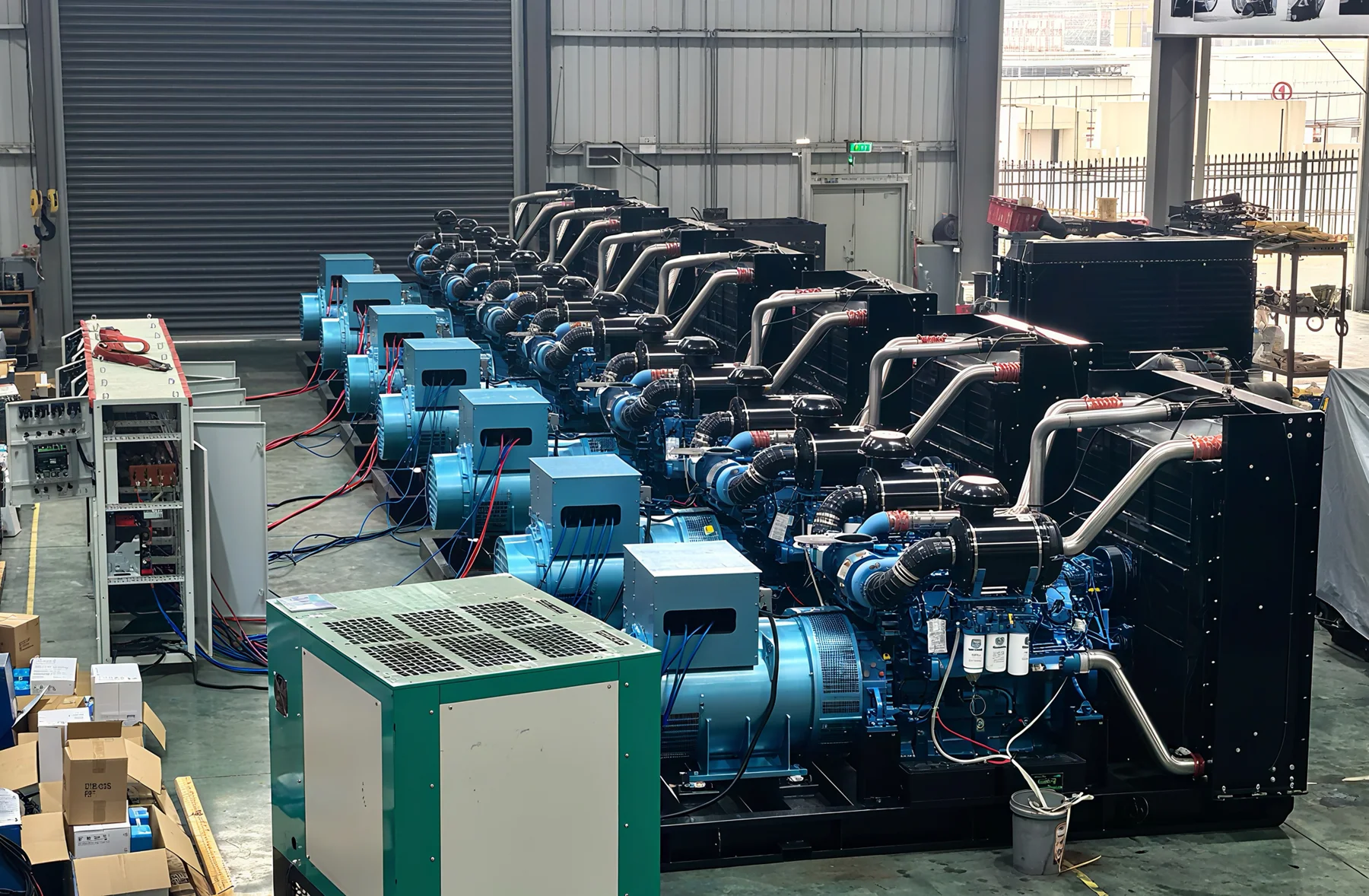 Generator sets on the workshop floor